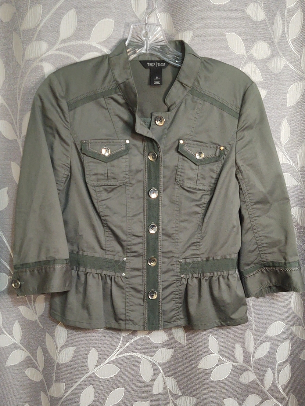 WHBM Military-Style Olive Utility Jacket Shirt size 2